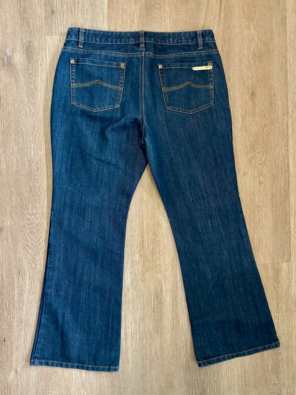 Michael Kors Bootcut Dark Wash Jeans 5-Pocket Logo Button Zip Blue Women 12